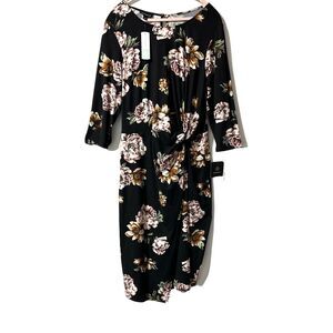 FORTUNE + IVY Lennora Faux Wrap Midi Dress Size 1X Front Knot StitchFix NWT